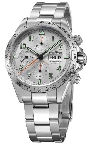 Fortis Classic Cosmonauts Automatic Chronograph Stainless Steel Silver Dial Day/Date Mens Watch F2140000