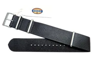 Fossil Black Saffiano Series Leather 22mm Watch Strap