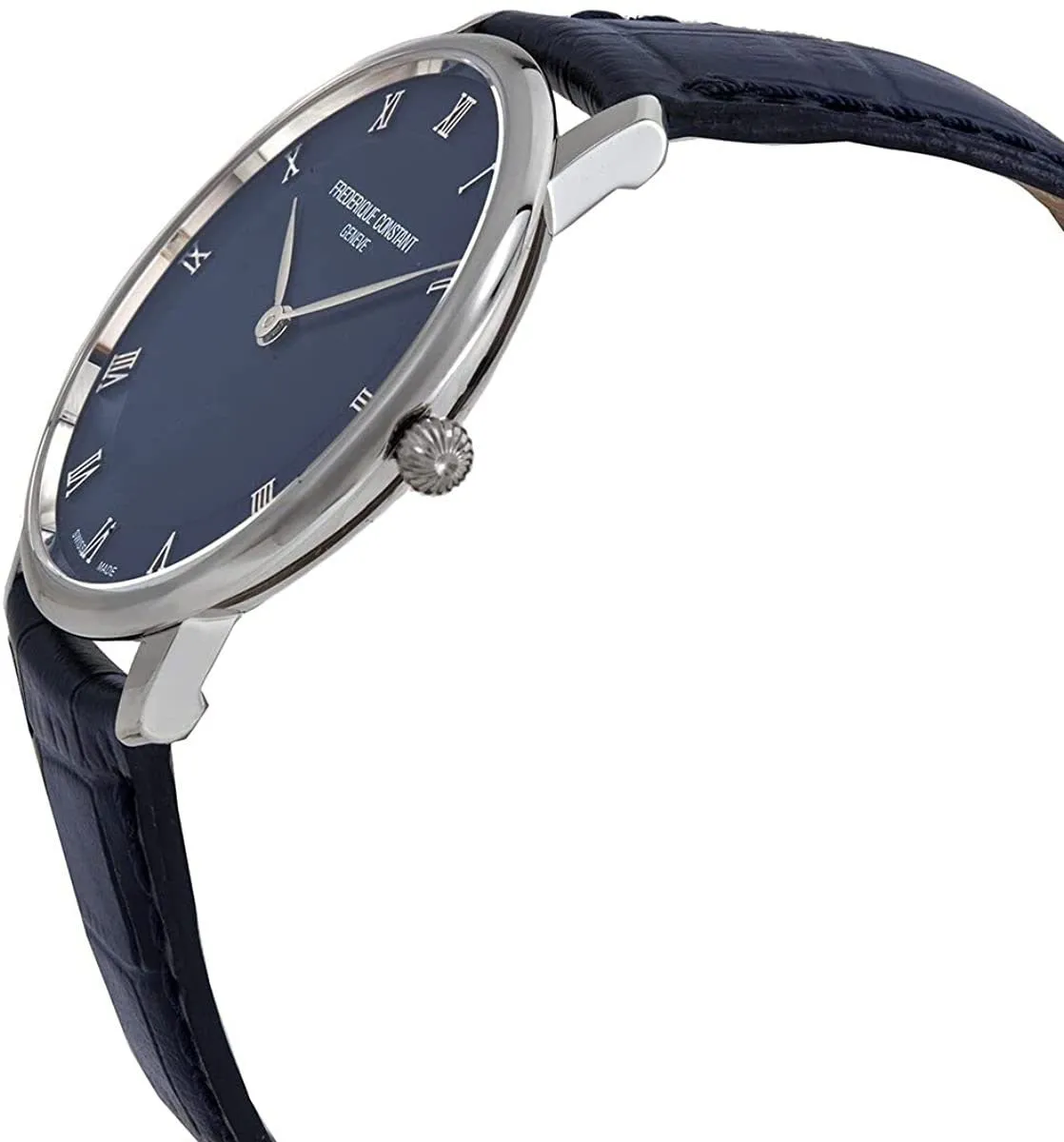 Frederique Constant Slimline Stainless Steel Mens Strap Watch Navy Dial FC-200RN5S36