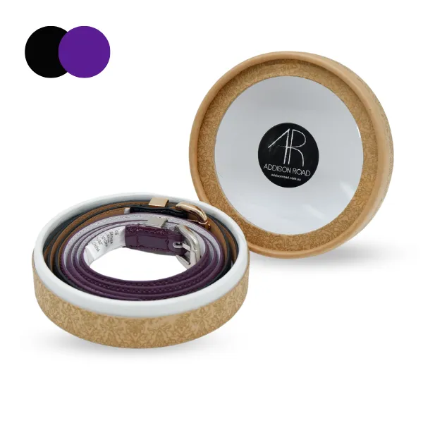 Gift Box | Black & Purple Skinny Leather Belt Gift Set