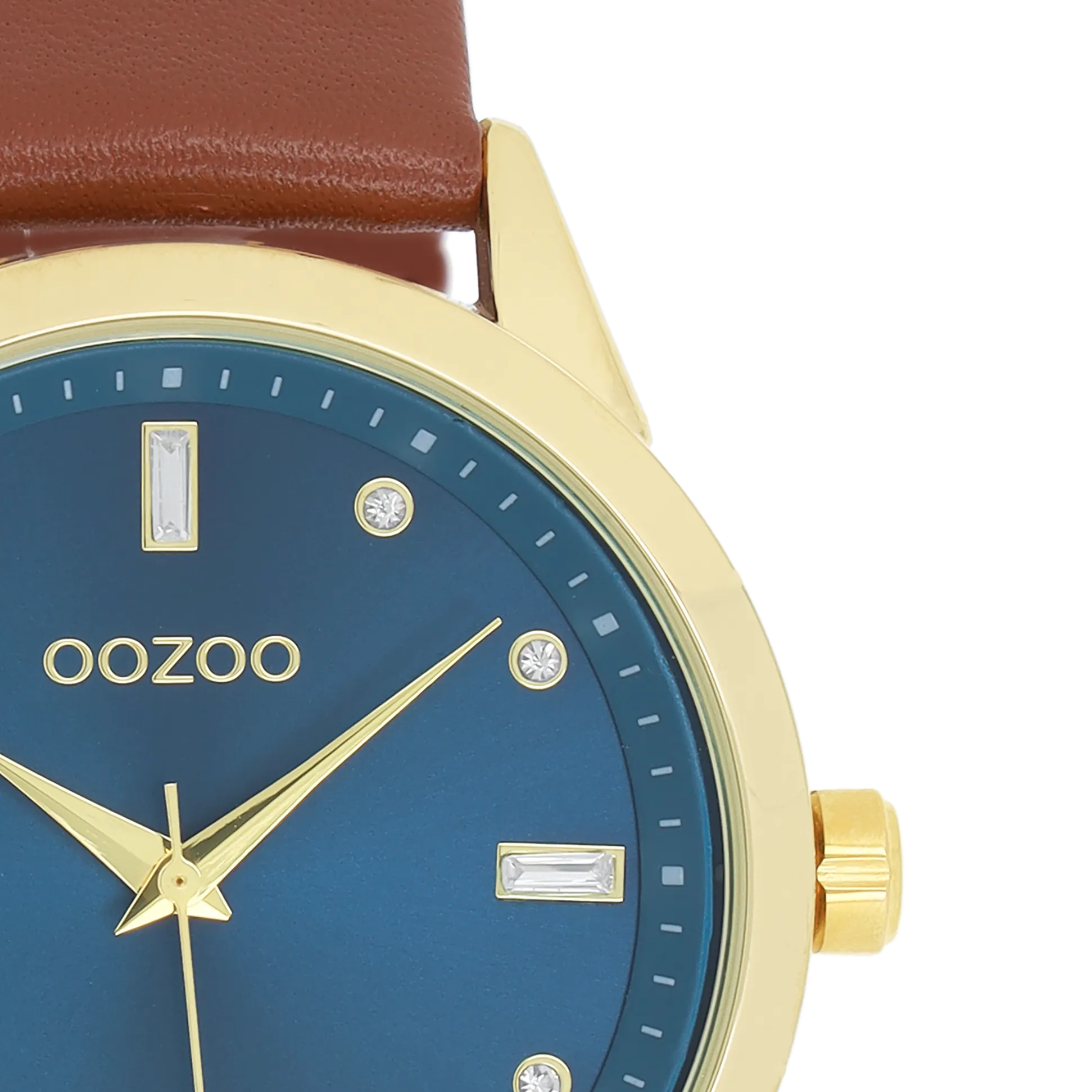 Gold coloured OOZOO watch with brown  leather strap - C11438