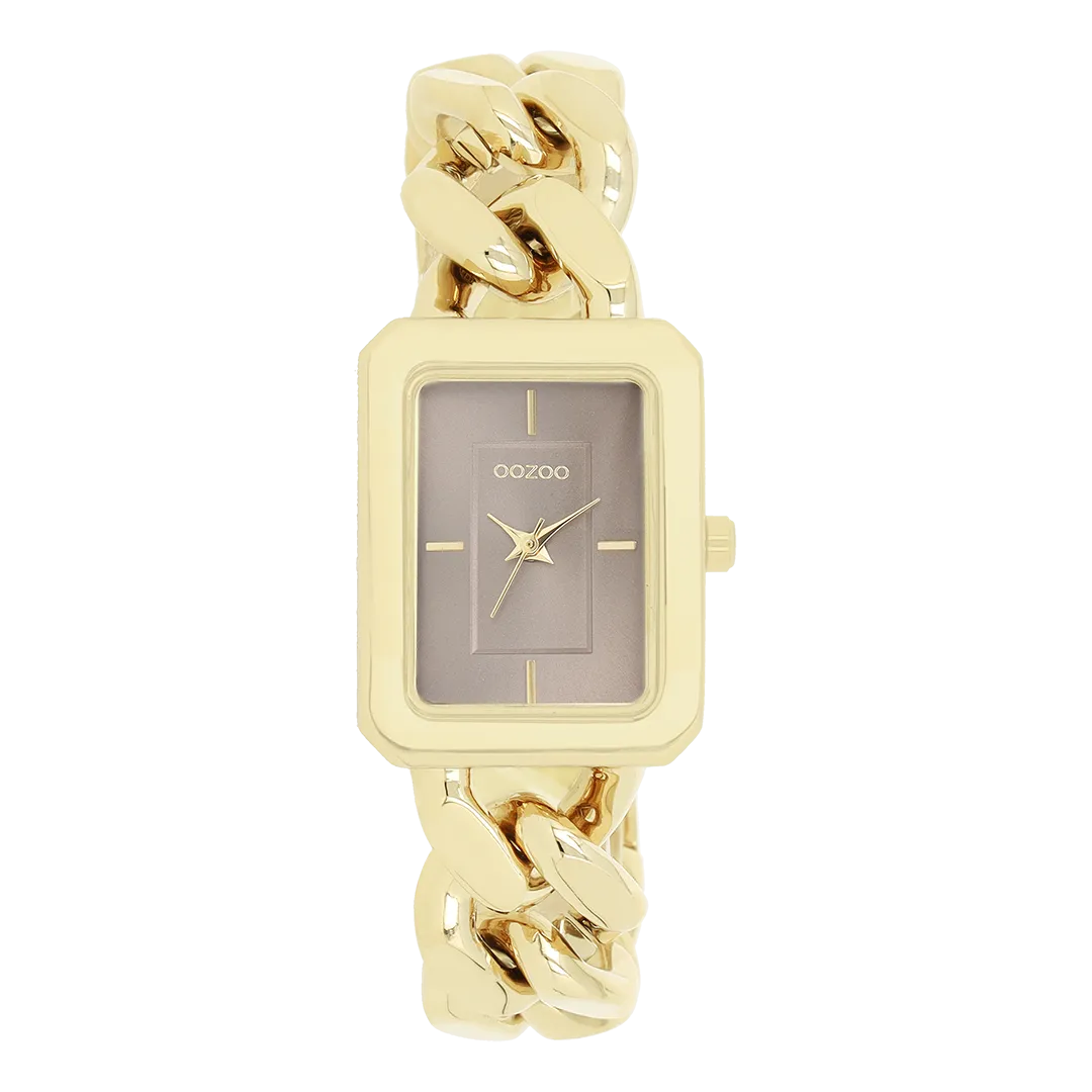 Gold coloured OOZOO watch with gold coloured chunky chain bracelet - C11353