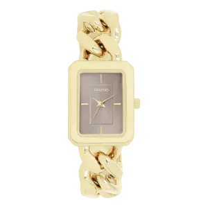 Gold coloured OOZOO watch with gold coloured chunky chain bracelet - C11353