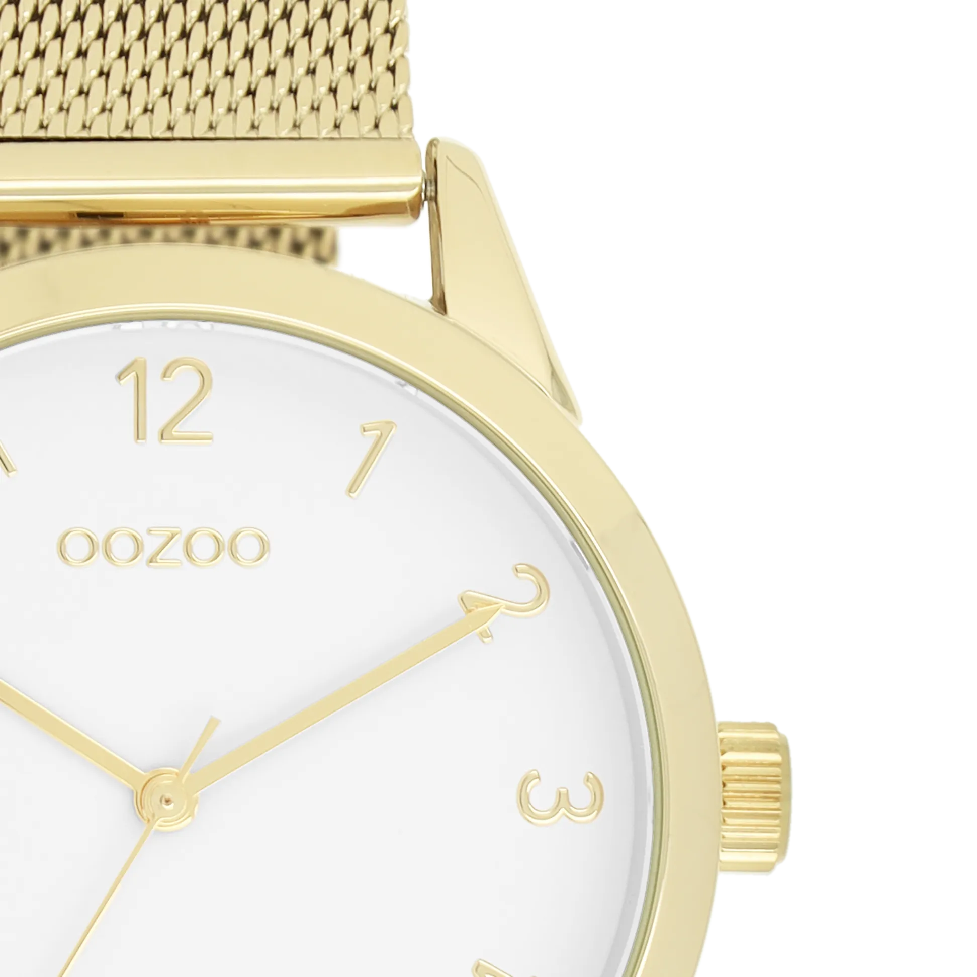 Gold coloured OOZOO watch with gold coloured metal mesh bracelet - C11322