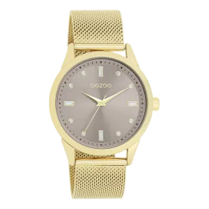 Gold coloured OOZOO watch with gold coloured metal mesh bracelet - C11357