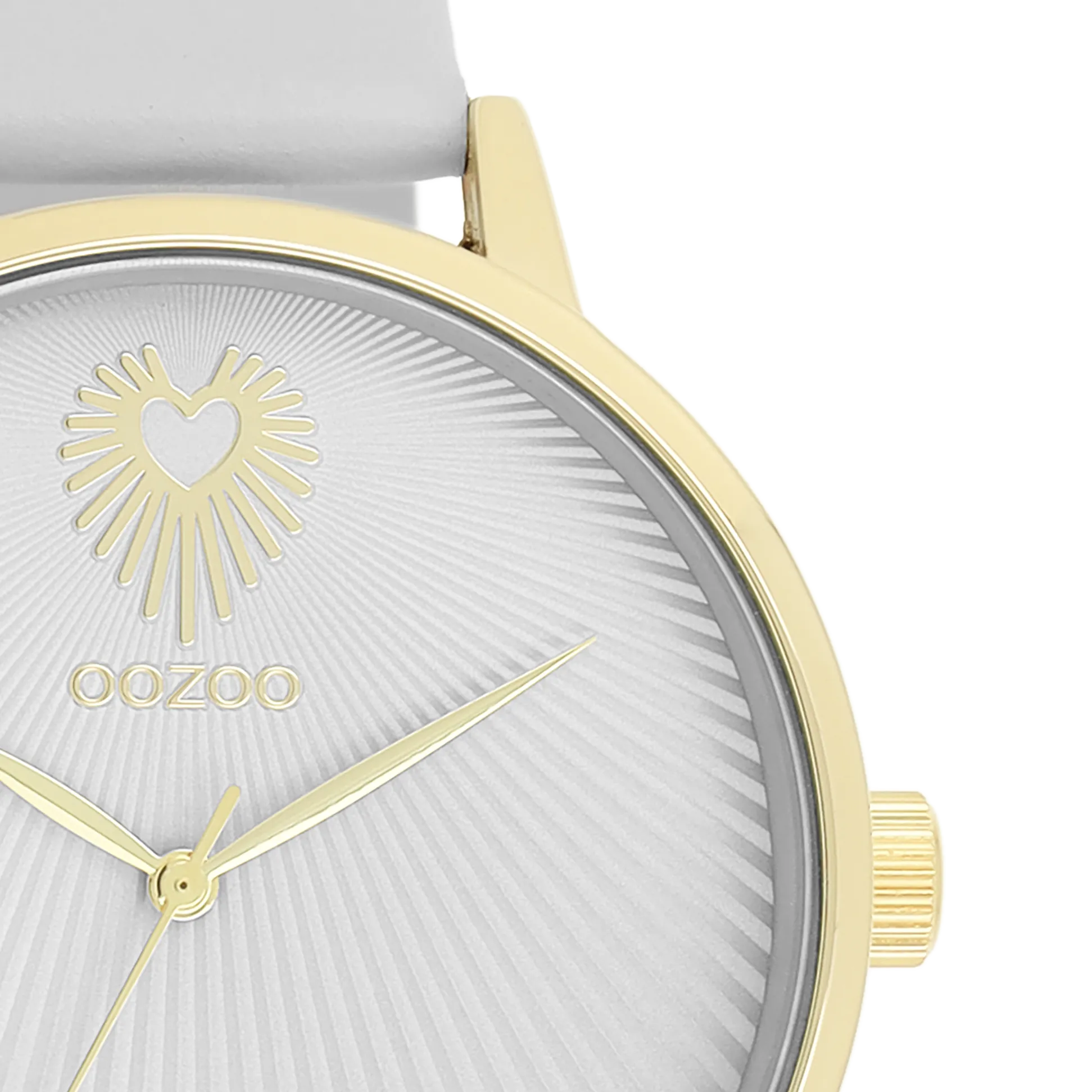 Gold coloured OOZOO watch with light grey leather strap - C11240