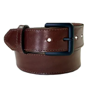 Hand finished Brown Saddle Leather Western Belt with Edge Stitch