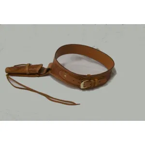 Hand Tooled Embossed Western Leather Gun Belt Single Holster - .45CAL.