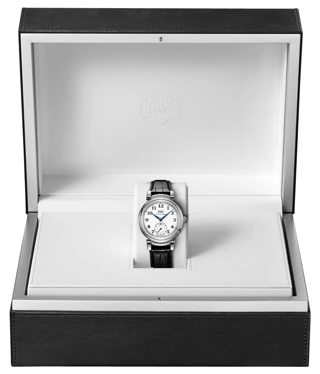 IWC Da Vinci "150 Years" Limited Edition Automatic Stainless Steel White Dial Black Leather Strap Mens Watch IW358101