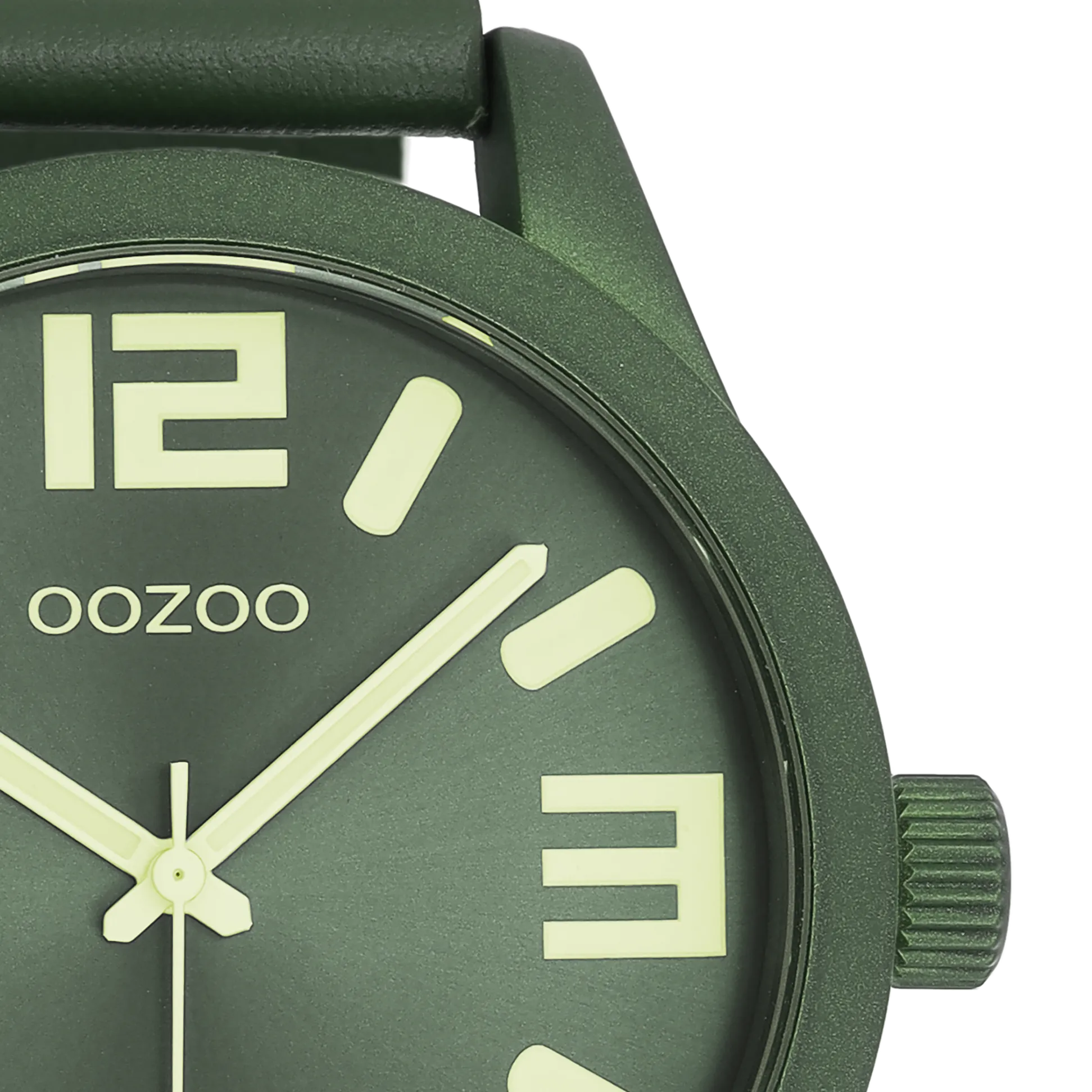 Light blue OOZOO watch with forest green leather strap - C1093