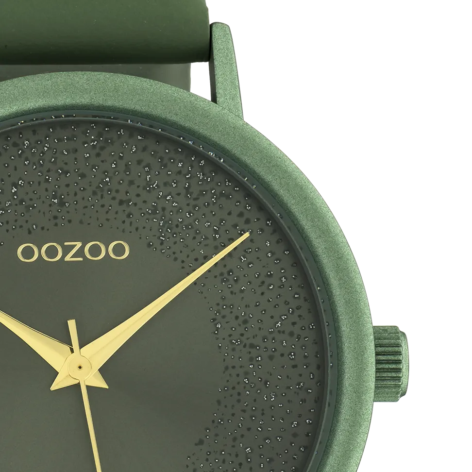 Lily pad green OOZOO watch with lily pad green leather strap - C10582