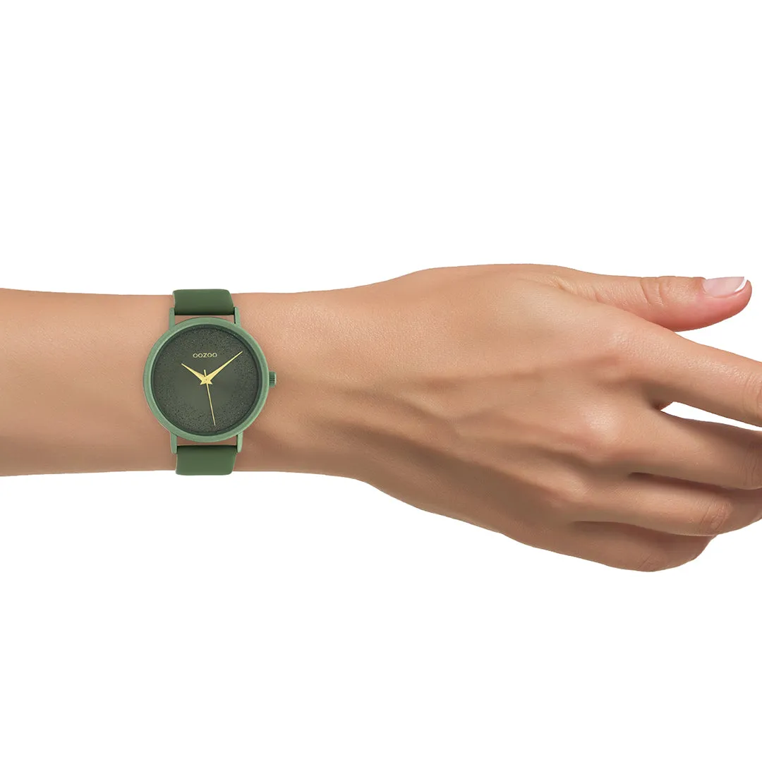 Lily pad green OOZOO watch with lily pad green leather strap - C10582