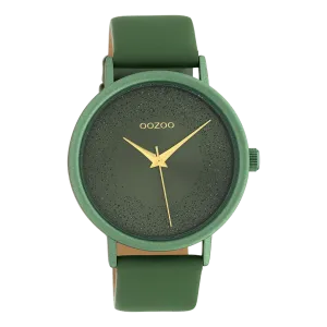 Lily pad green OOZOO watch with lily pad green leather strap - C10582