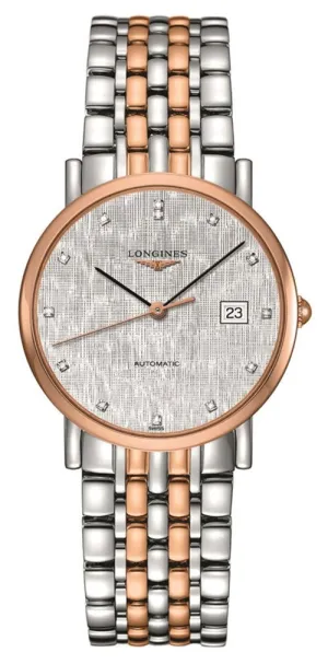 Longines Elegant Automatic Two-Tone Stainless Steel Silver Dial Diamonds Womens Watch L4.809.5.77.7