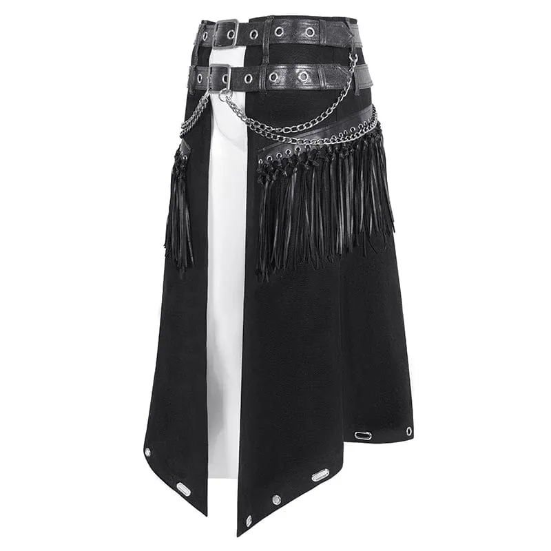 Men's Gothic Double-belt Tassels Kilt