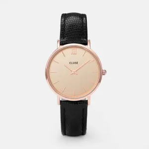 Minuit Leather Black Lizard, Rose Gold Colour