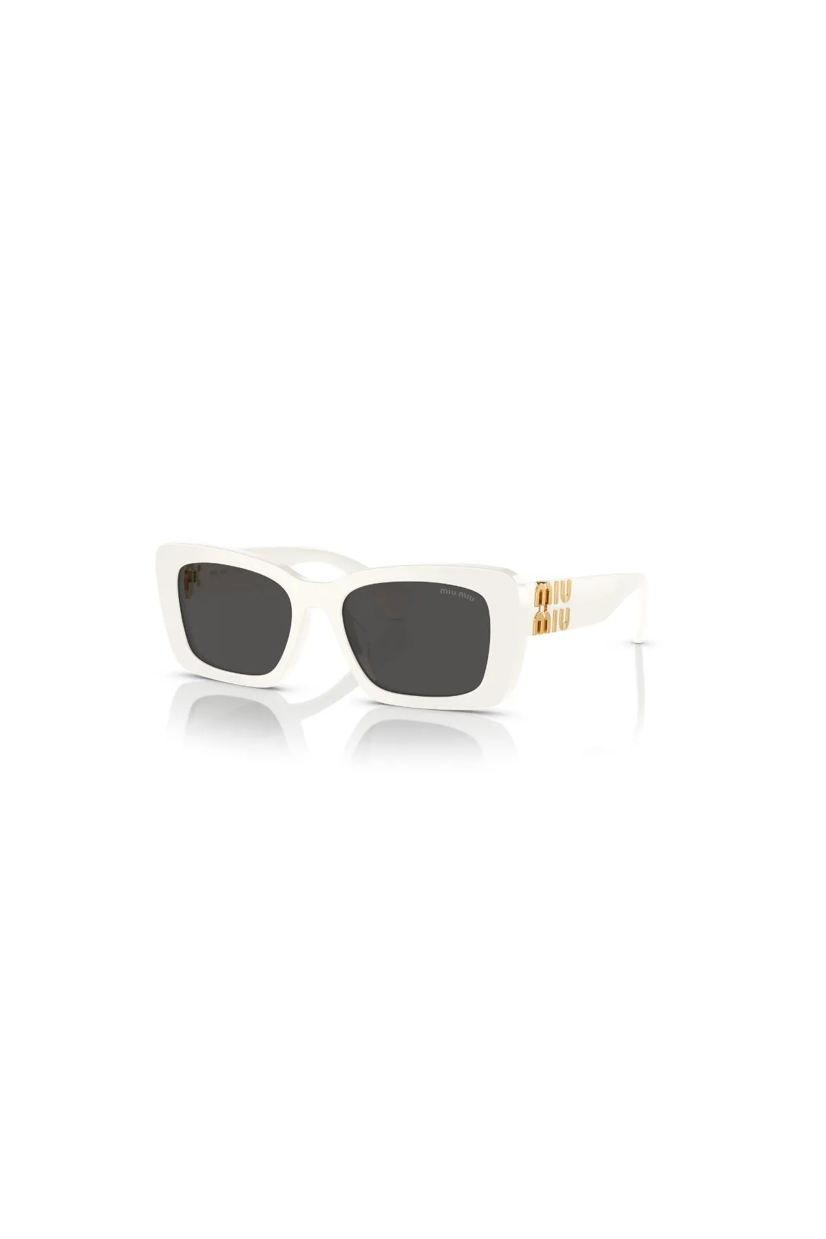 Miu Miu Rectangle Framed Sunglasses - White/ Gradient Grey