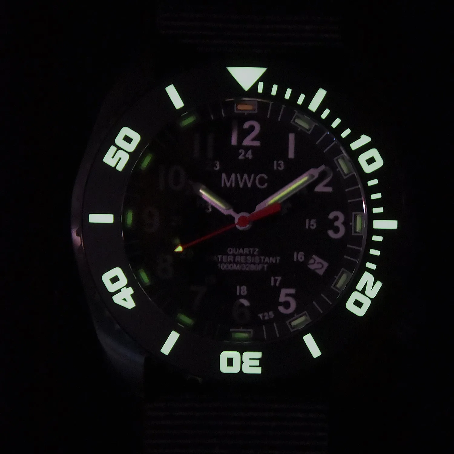 MWC "Depthmaster" 100atm / 3,280ft / 1000m Water Resistant Military Divers Watch in a Stainless Steel Case with GTLS and Helium Valve (10 Year Battery Life)