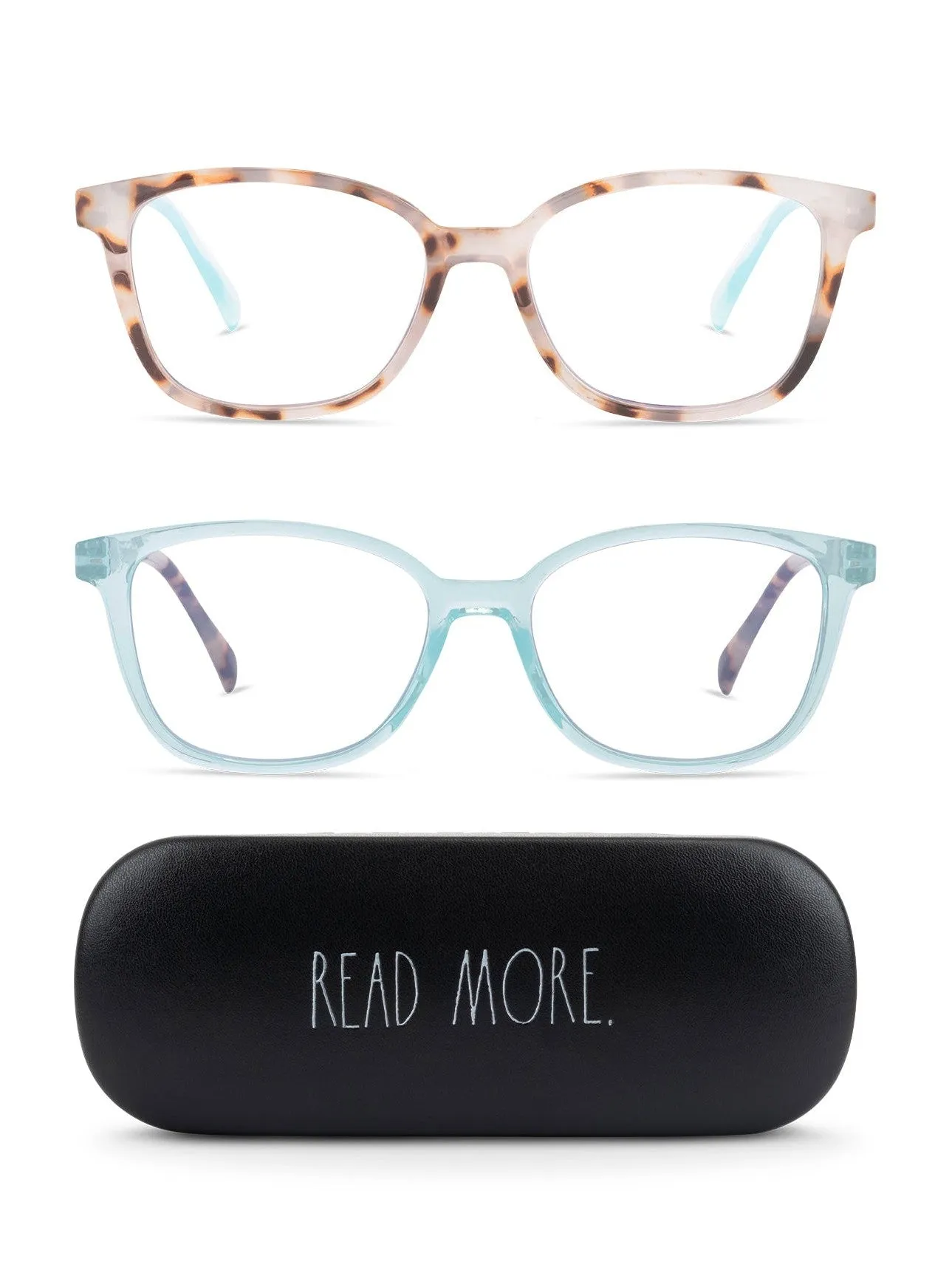 NALA 2-Pack Blue Light Blocking Reading Glasses with "READ MORE" Signature Font Hard Case