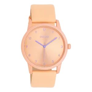 Peach pink OOZOO watch with peach pink leather strap – C11075