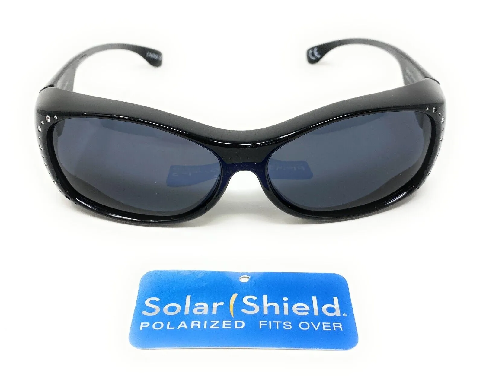 Polarised Sunglasses Optical Covers Over Spectacles BLACK Diamond Effect 571