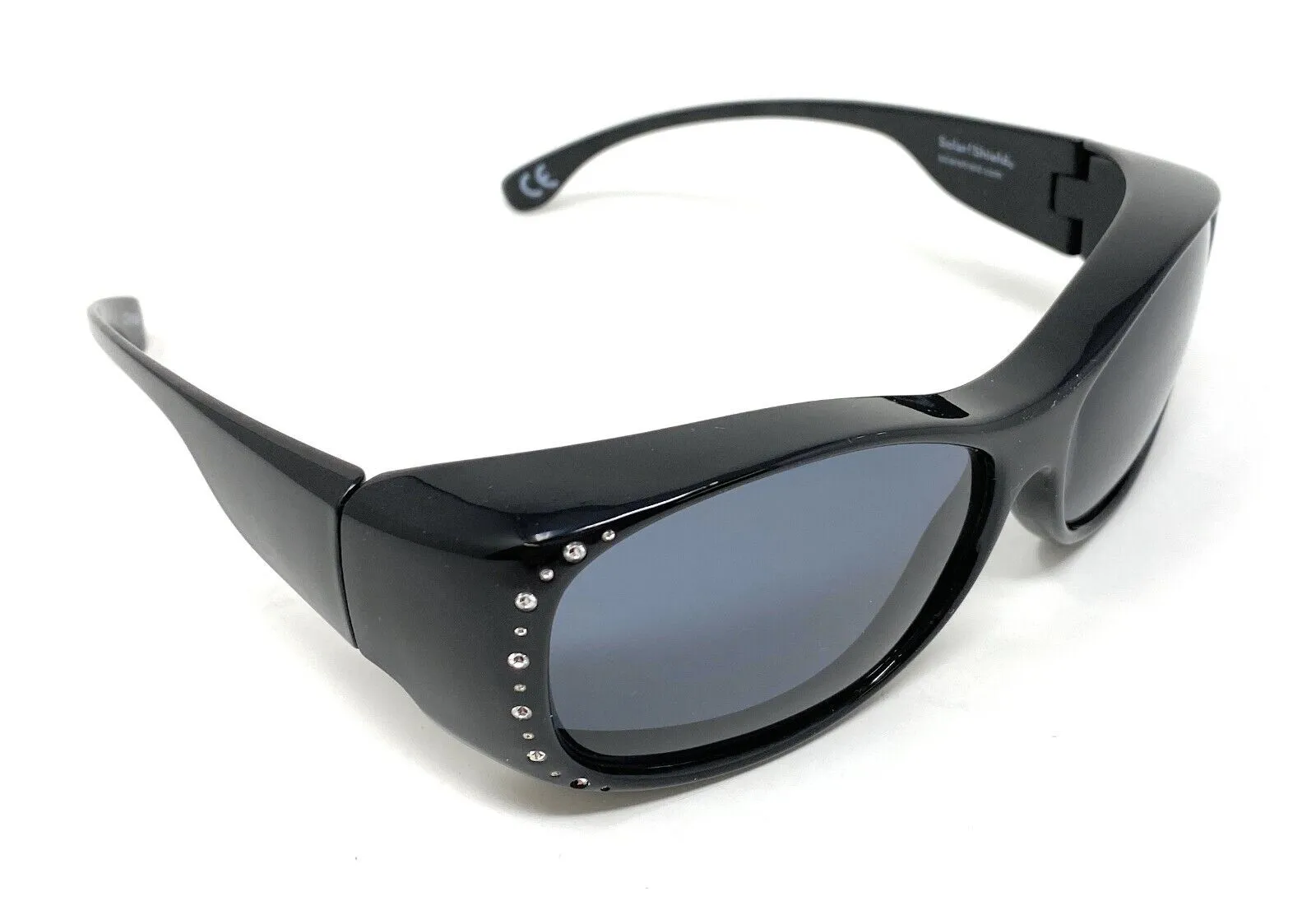 Polarised Sunglasses Optical Covers Over Spectacles BLACK Diamond Effect 571