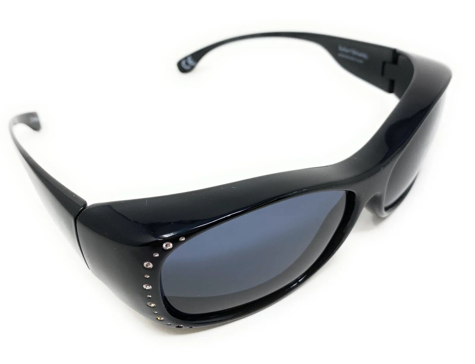 Polarised Sunglasses Optical Covers Over Spectacles BLACK Diamond Effect 571