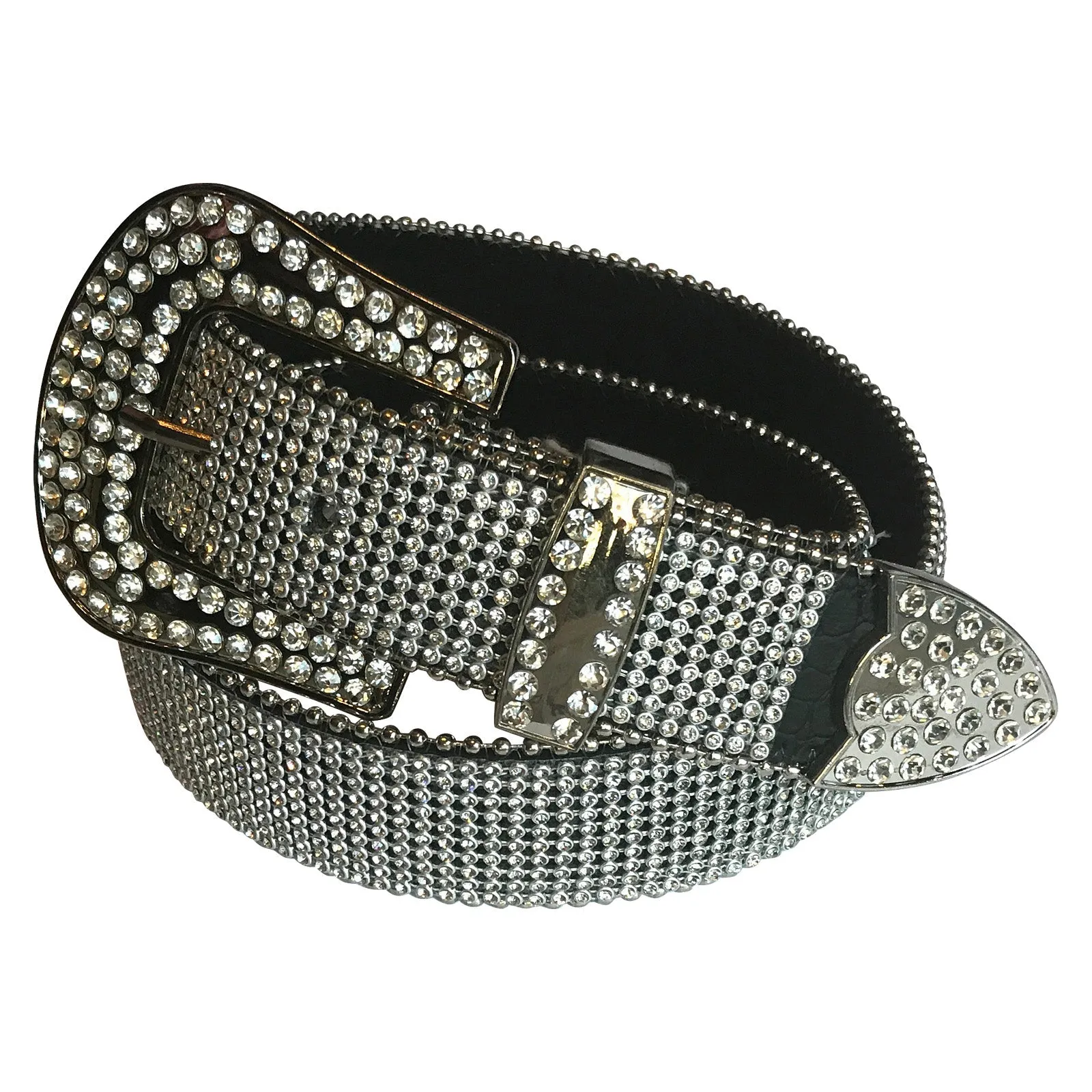 Rhinestone Ostrich Genuine Leather Western Belt