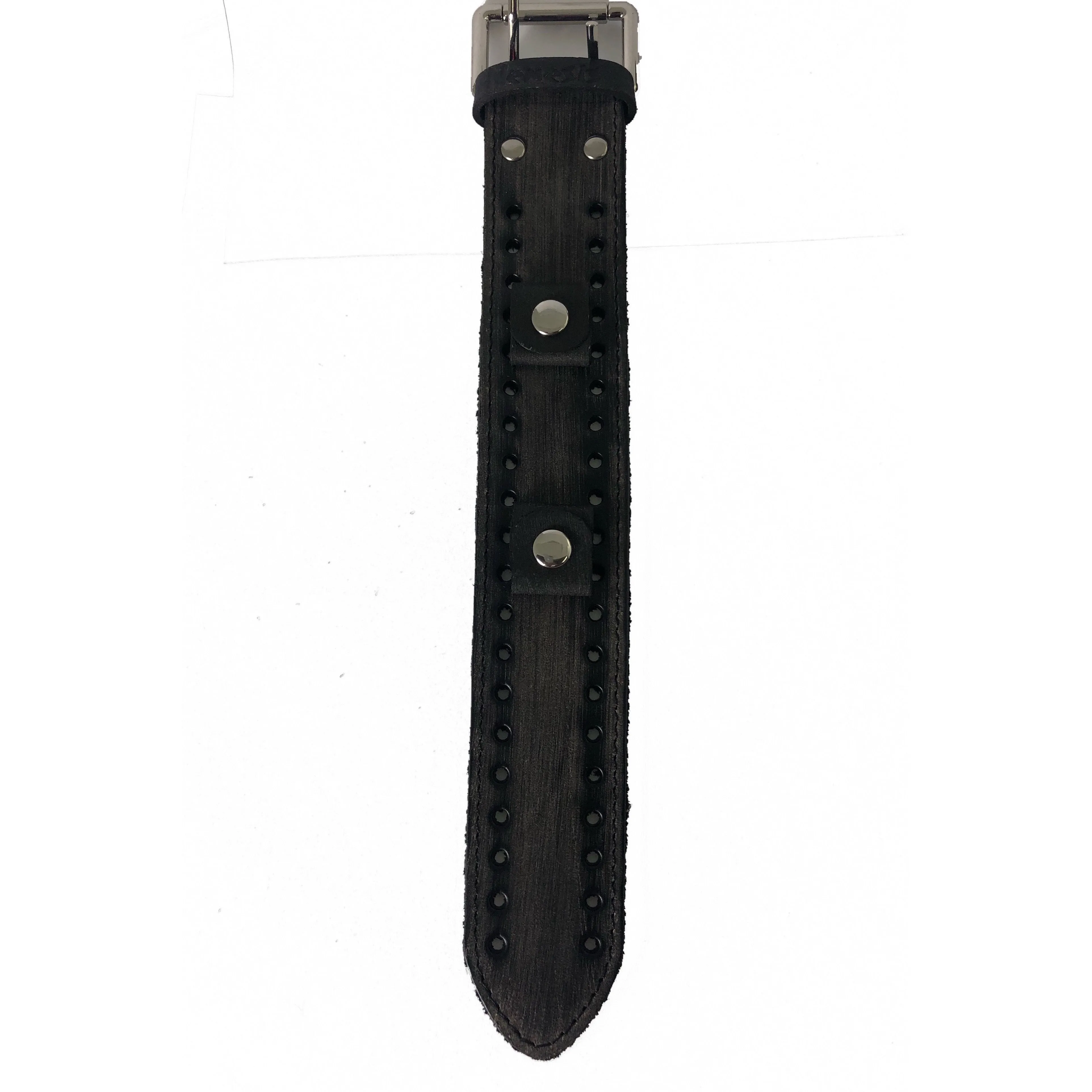 Sully Black/White Watch with Distressed Black Leather Cuff