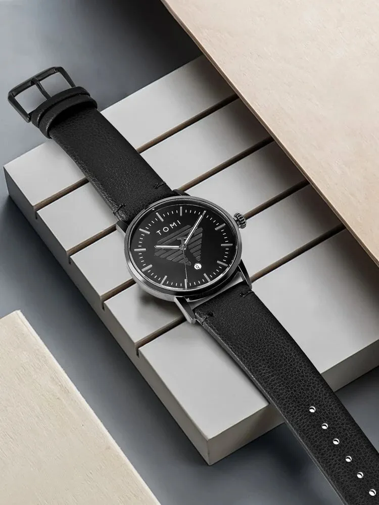 TOMI T-042 Watch For Men's Date Quartz Leather Strap