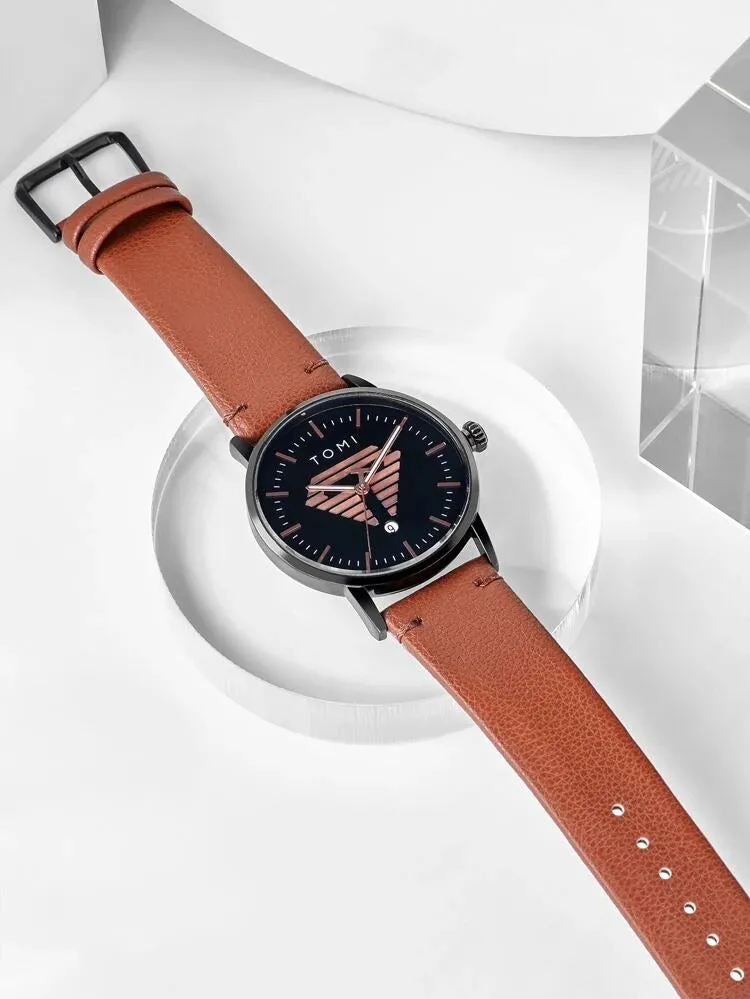 TOMI T-042 Watch For Men's Date Quartz Leather Strap