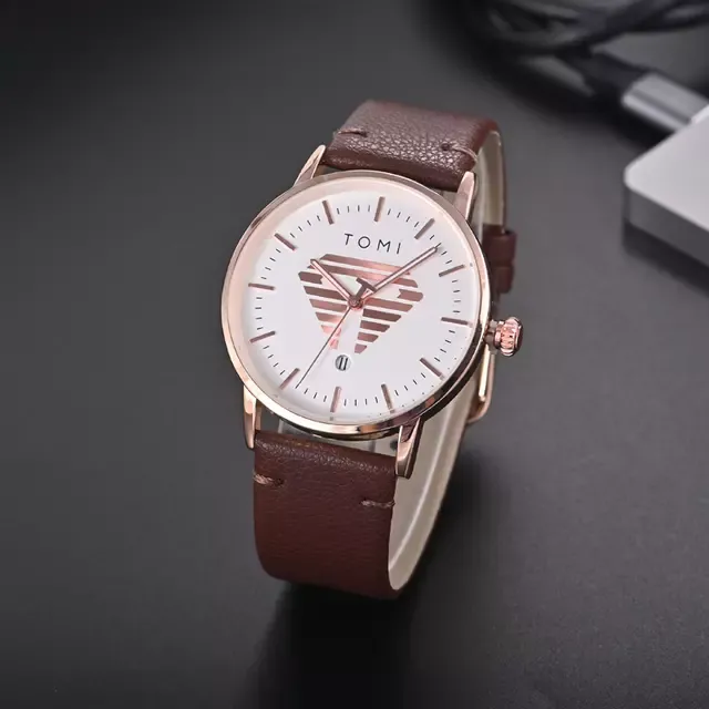 TOMI T-042 Watch For Men's Date Quartz Leather Strap