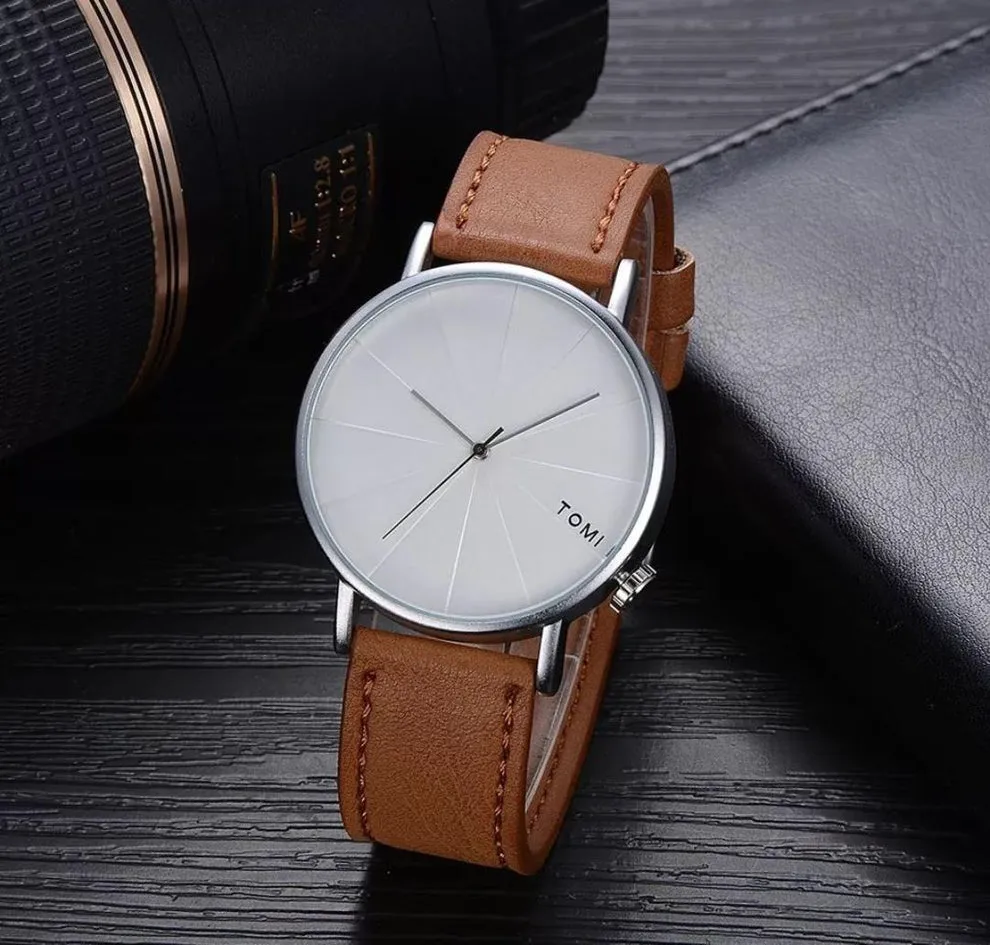 TOMI T-082 Round Dial Quartz Slim Dial Watch