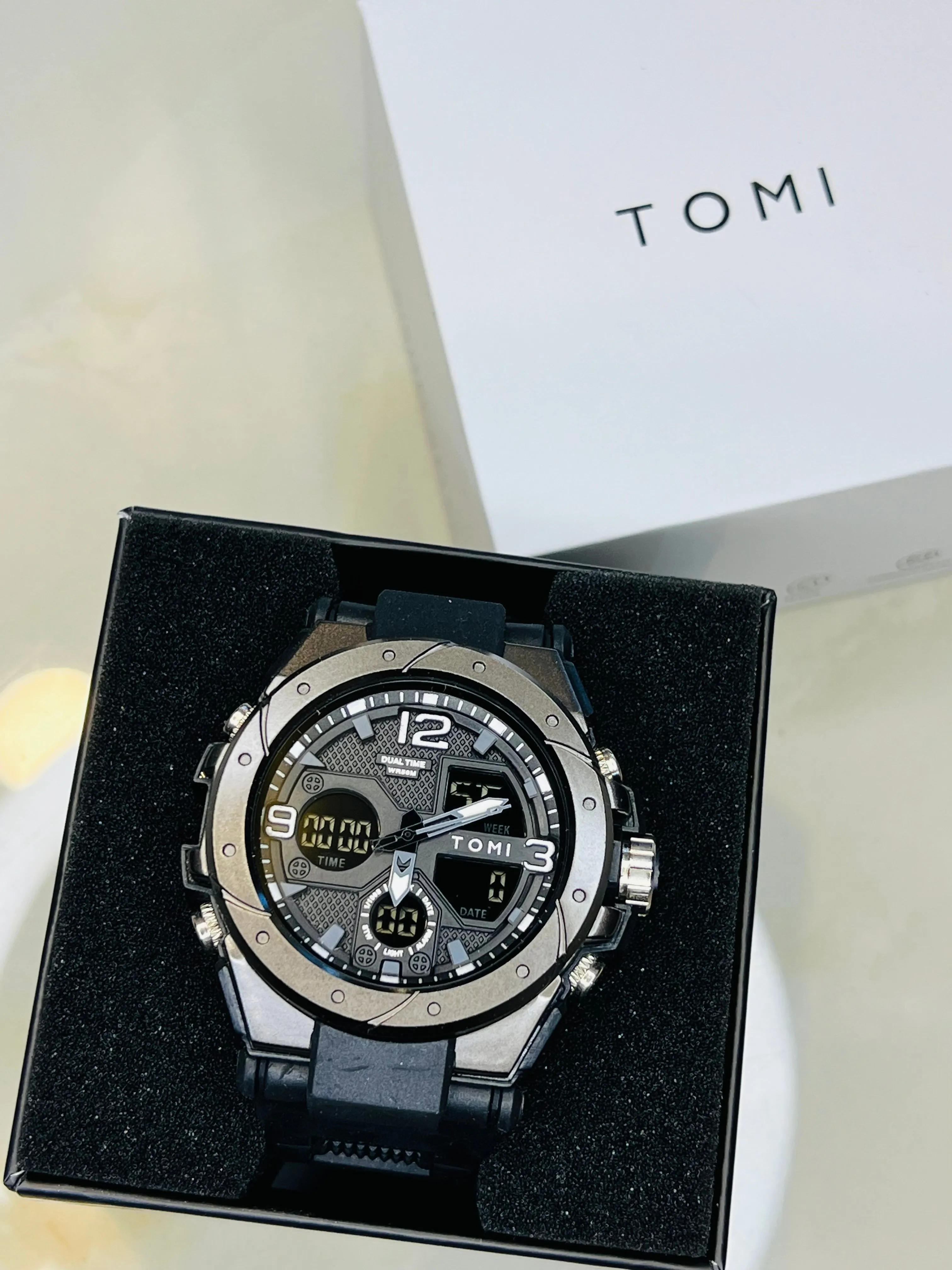 TOMI T-235 Sports Watch Dual Time Digital Analogue