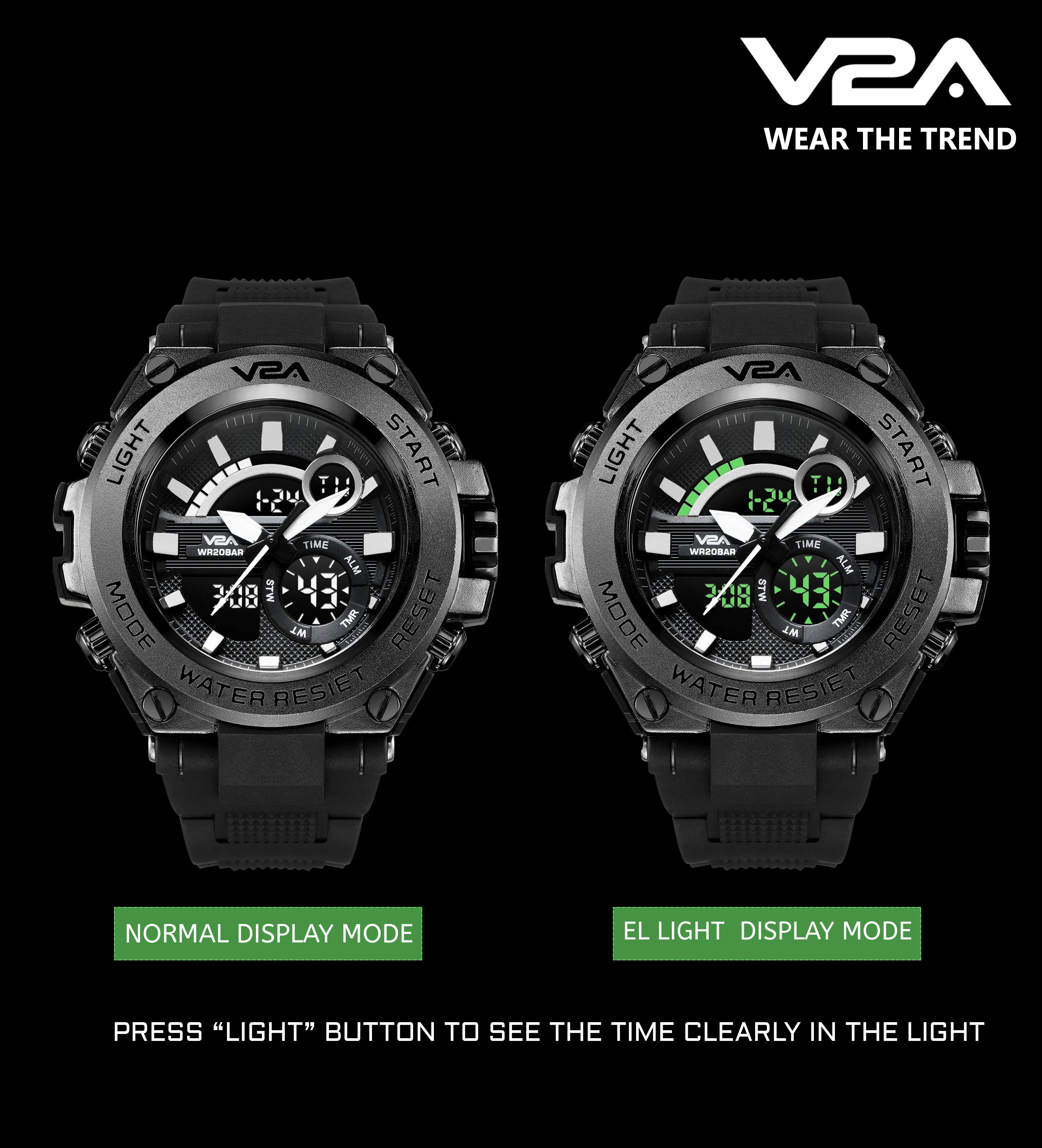 V2A Chronograph Analogue And Digital Sports Watch For Men and Boys